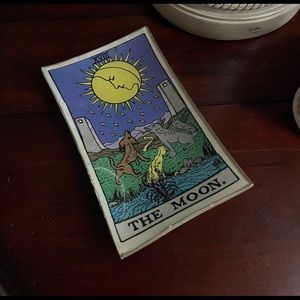 Moon Tarot Card Glass Trinket Dish by Twos Company Soap Plate Ashtray Witch Goth